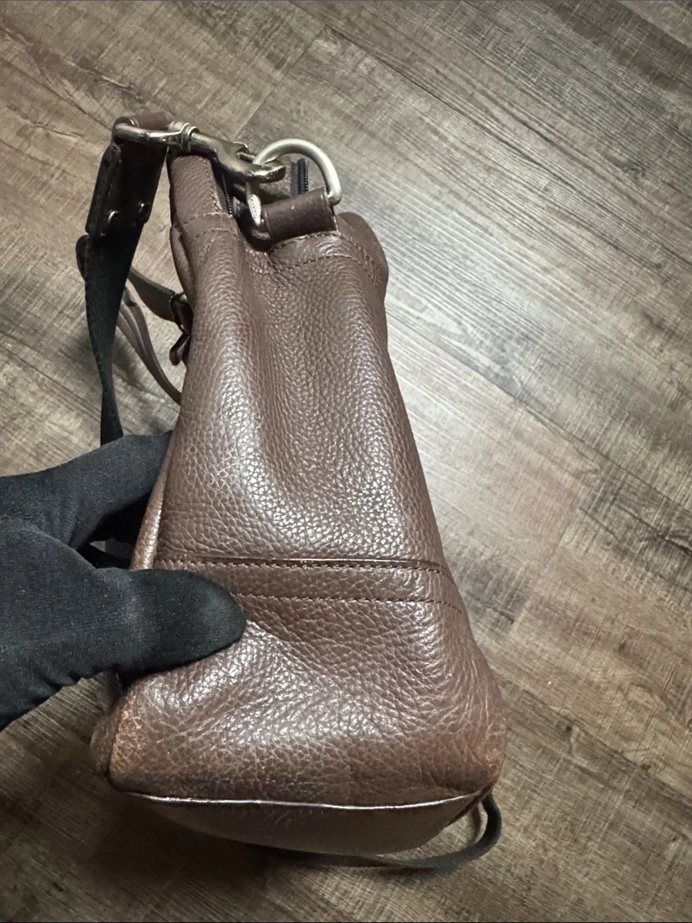 Vintage Coach Brown Pebbled Leather Laptop Brief with Black Strap